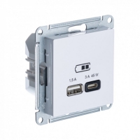 SE AtlasDesign белый мех-зм розетки USB 2x (A+Type C 45W)