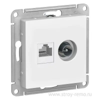 SE GLOSSA белый мех-зм розетки 2-м. RJ45+TV