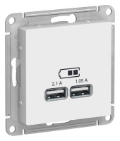 SE AtlasDesign белый мех-зм розетки USBx2 (2.1A)