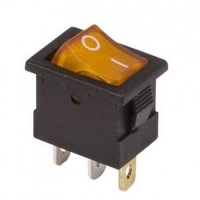 Выключатель клавишный 15А 12В ON-OFF желтый с подсветкой Mini Rexant