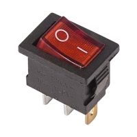 Выключатель клавишный 6А 250В красный с подсветкой Mini Rexant
